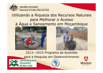 Utilizando a Riqueza dos Recursos Naturais  para Melhorar o Acesso   gua e Saneamento em