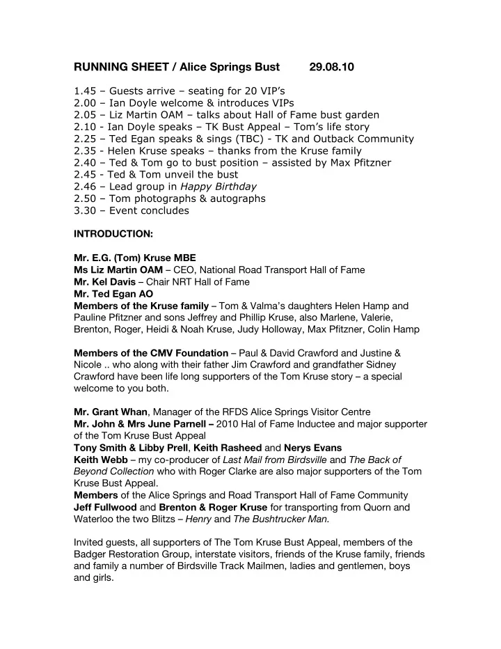 running sheet alice springs bust 29 08 10