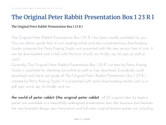 The Original Peter Rabbit Presentation Box 1 23 R I  The Original Peter Rabbit Presentation Box 1
