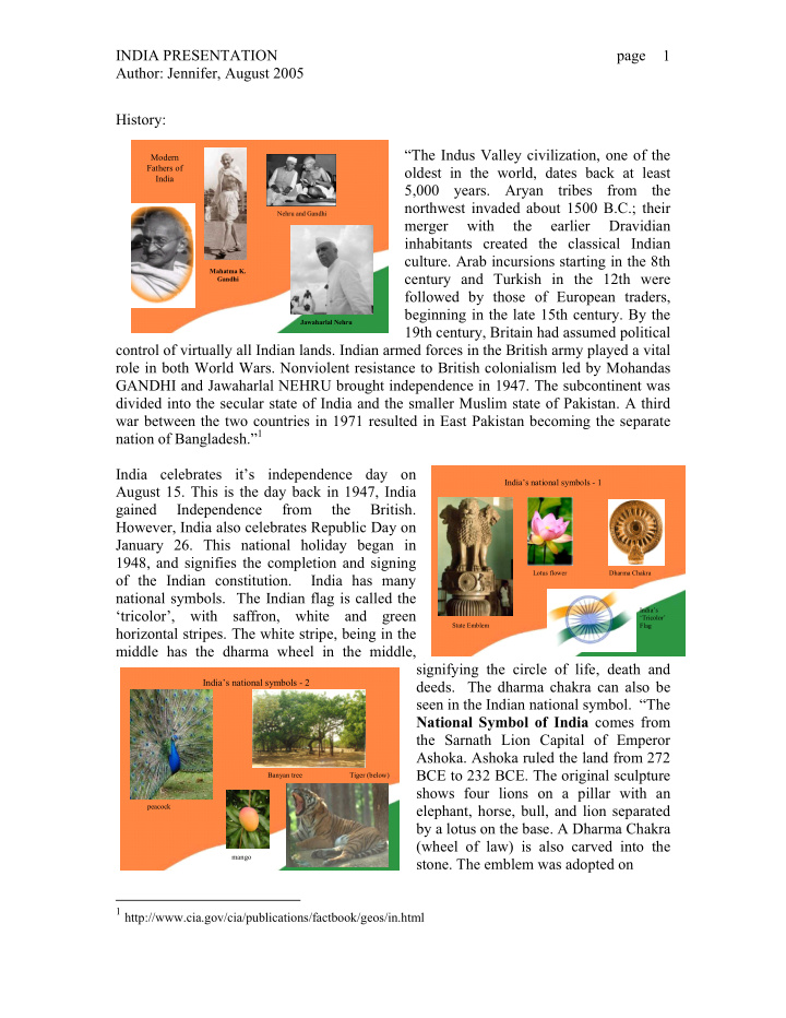 india presentation page