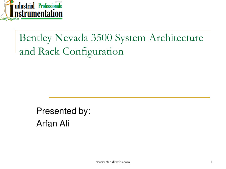 bentley nevada 3500 system architecture and rack