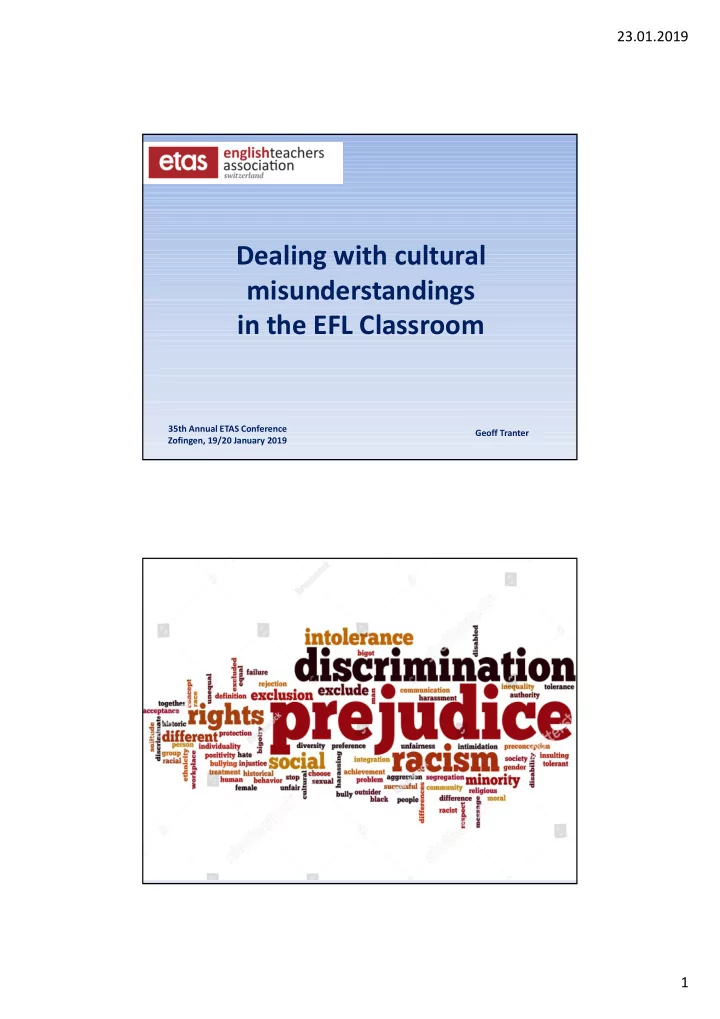 dealing with cultural misunderstandings in the efl