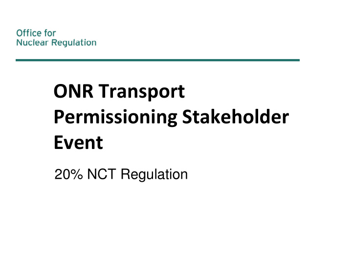 onr transport permissioning stakeholder event