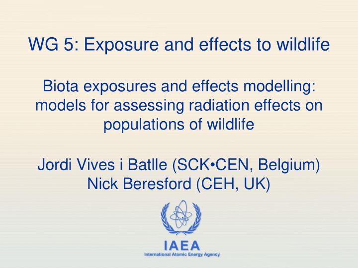 wg 5 exposure and effects to wildlife