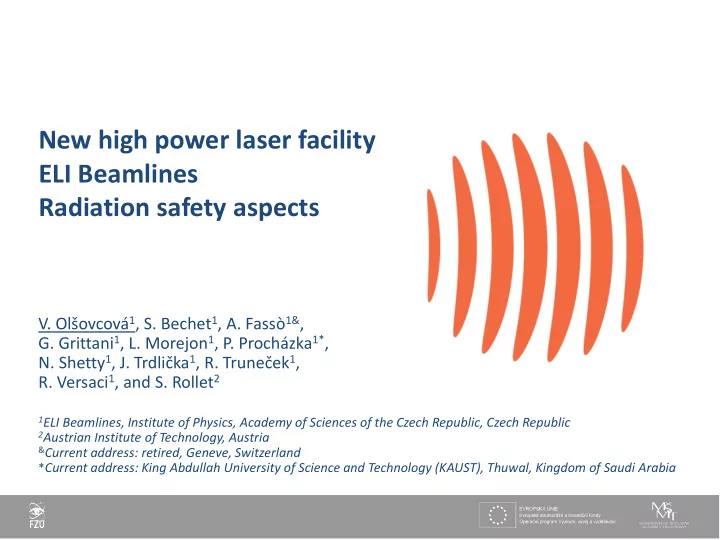 new high power laser facility eli beamlines radiation