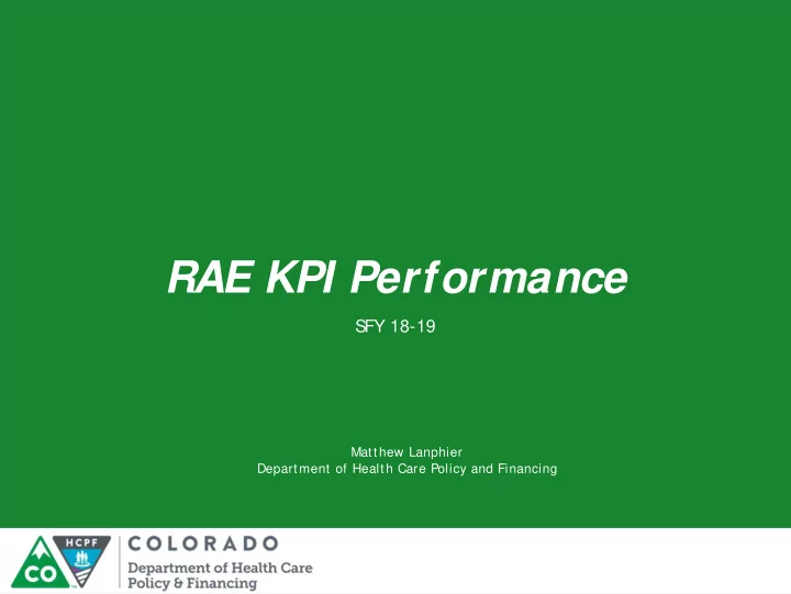 rae kpi performance