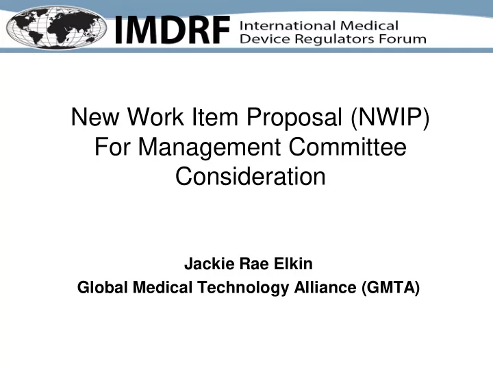 new work item proposal nwip for management committee