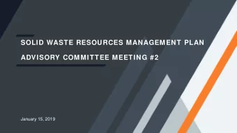 SOLID WASTE RESOURCES MANAGEMENT PLAN  Solid Waste Resources Management Plan  ADVISORY COMMITTEE