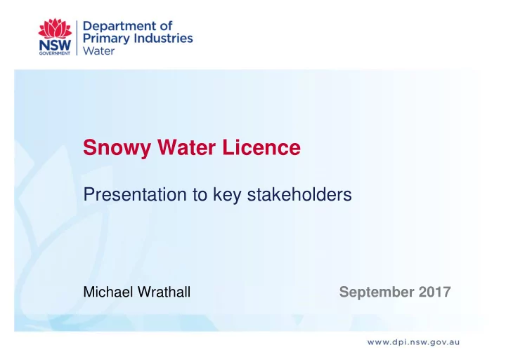 snowy water licence