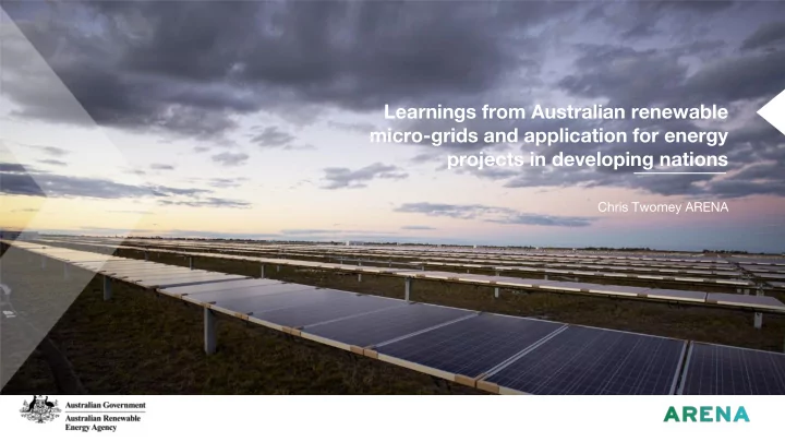 learnings from australian renewable micro grids and
