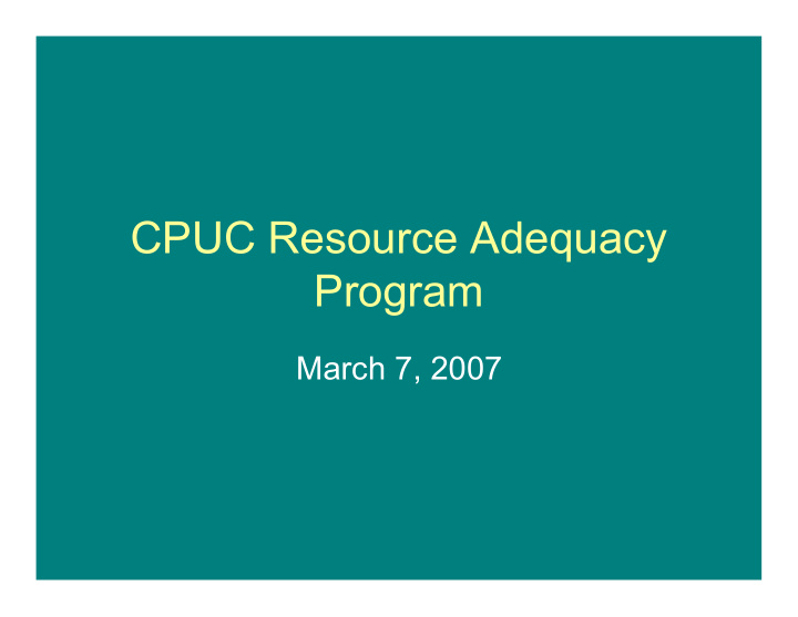 cpuc resource adequacy program
