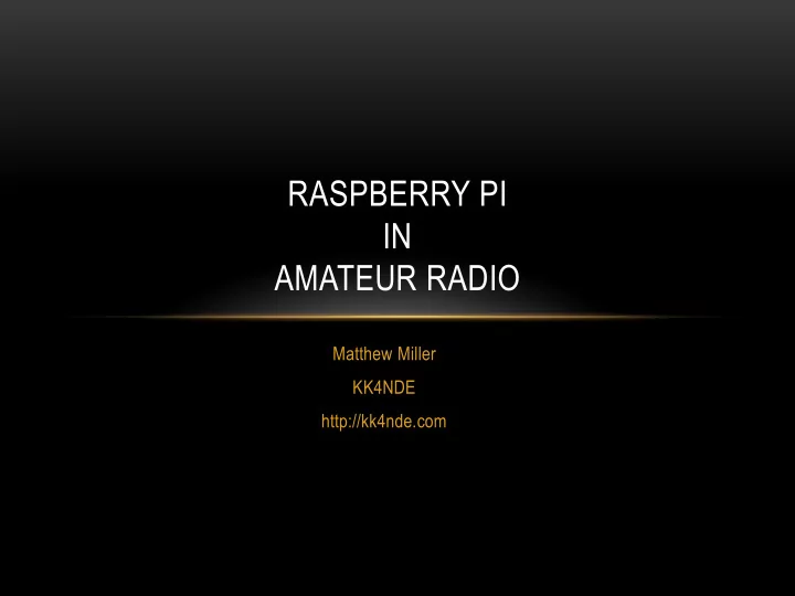 raspberry pi in amateur radio