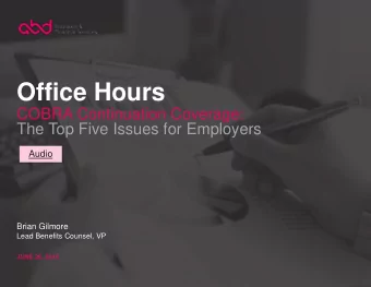 Office Hours  COBRA Continuation Coverage:  The Top Five Issues for Employers  Audio  Brian Gilmore