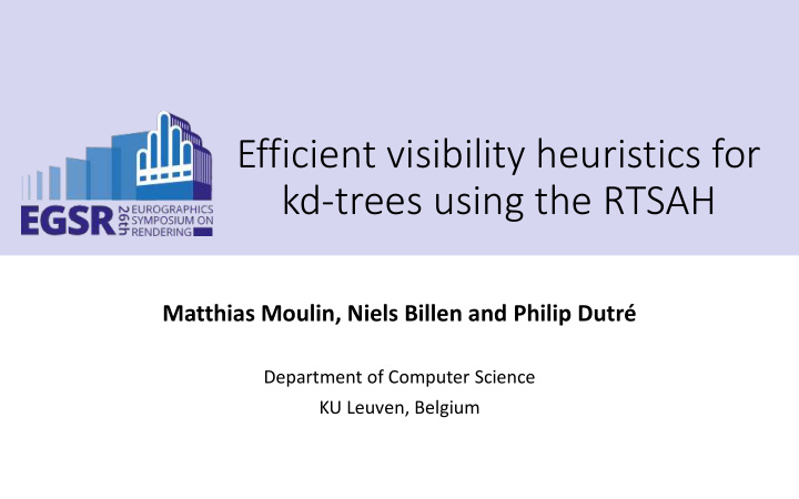 kd trees using the rtsah