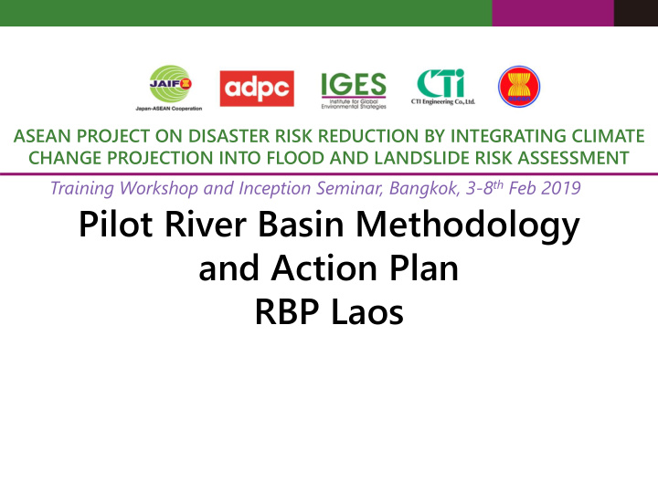 pilot river basin methodology and action plan rbp laos
