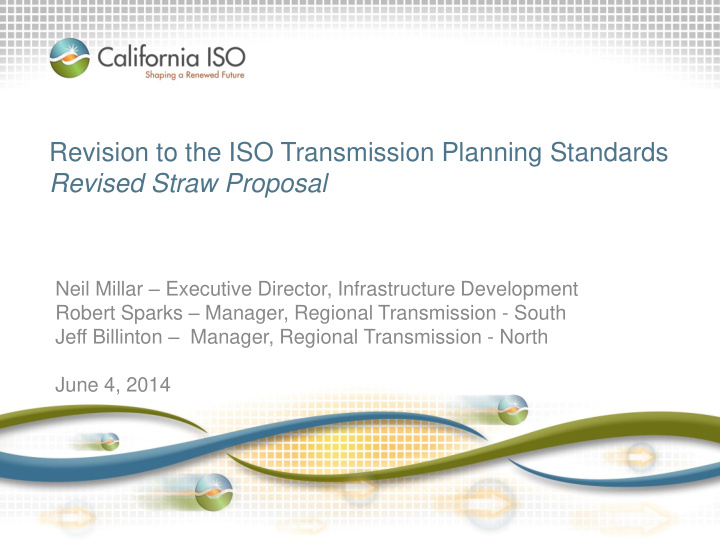 revision to the iso transmission planning standards