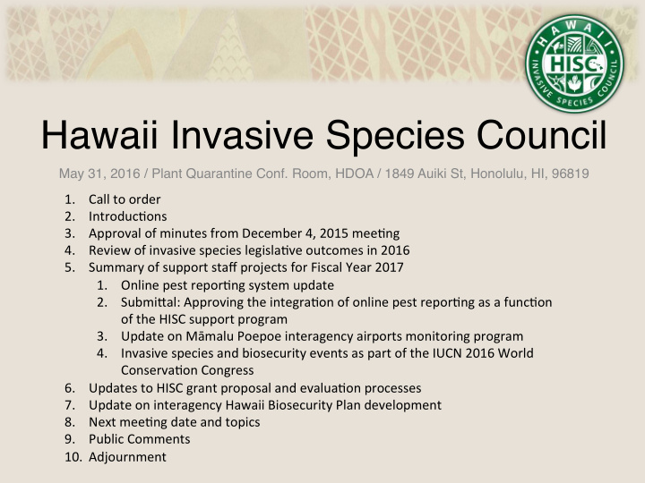 hawaii invasive species council