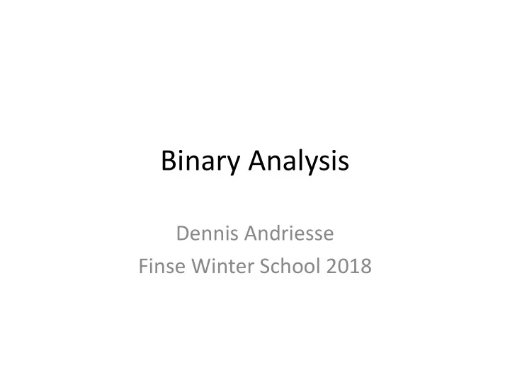 binary analysis