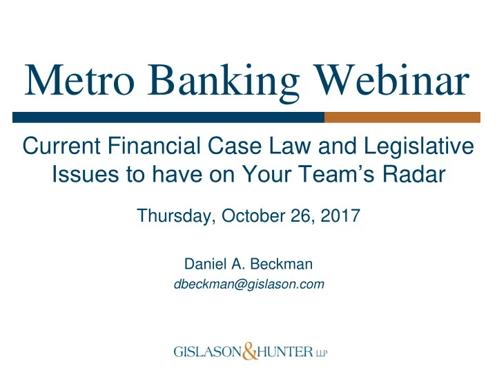 metro banking webinar
