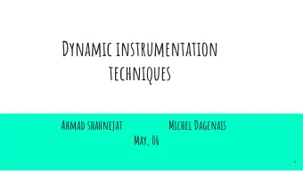 Dynamic instrumentation  techniques  Ahmad shahnejat                    Michel Dagenais  May, 06  1
