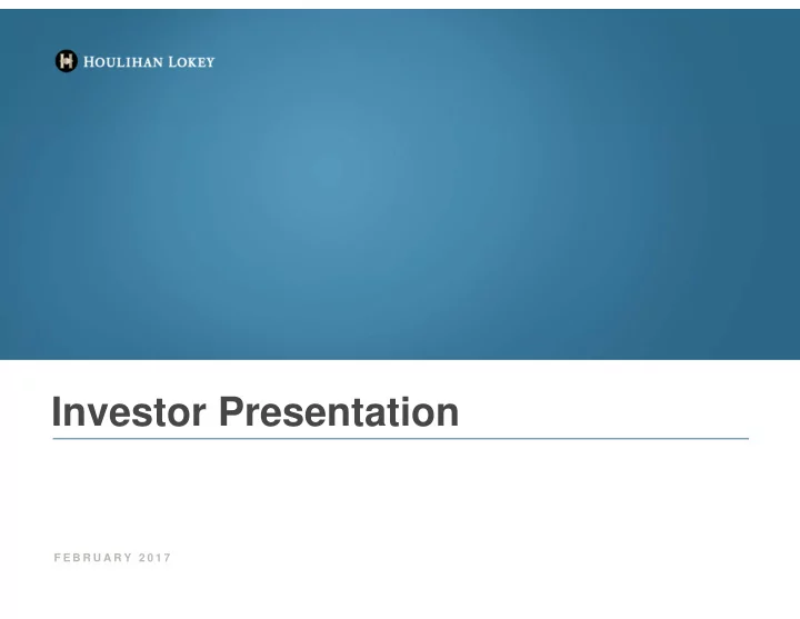 investor presentation