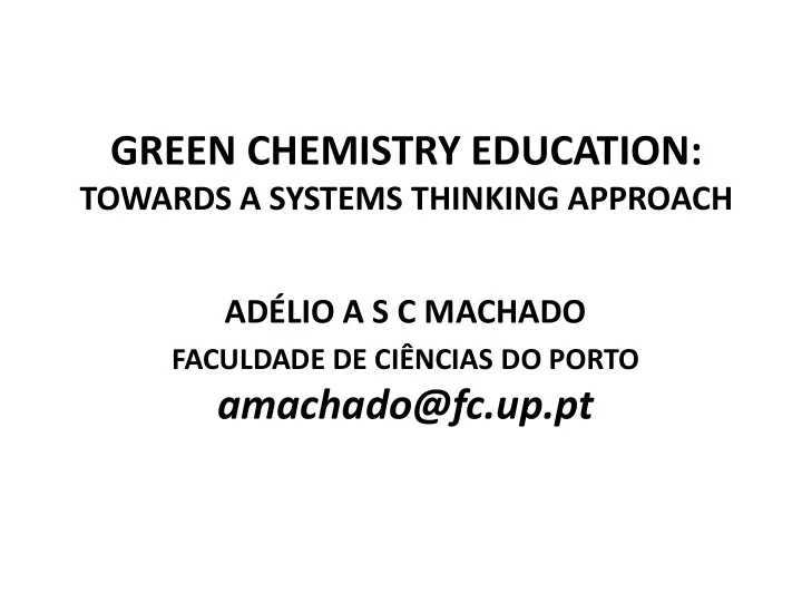 green chemistry education