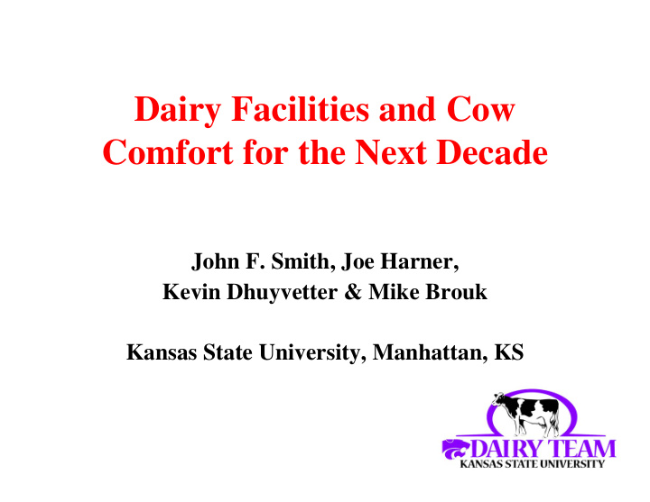 dairy facilities and cow comfort for the next decade
