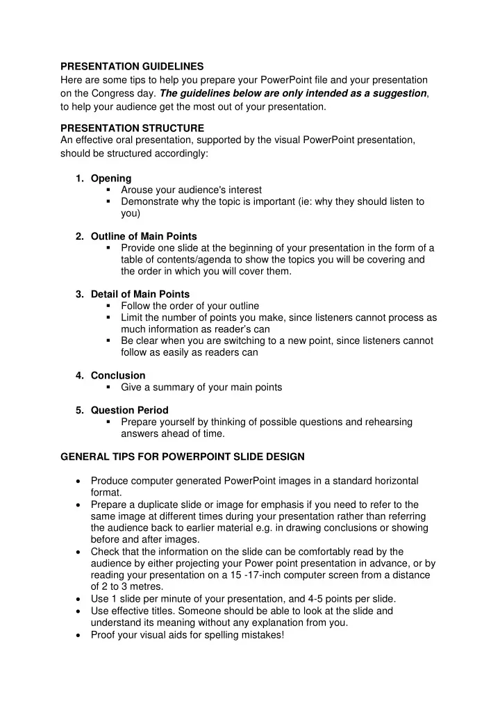 presentation guidelines here are some tips to help you