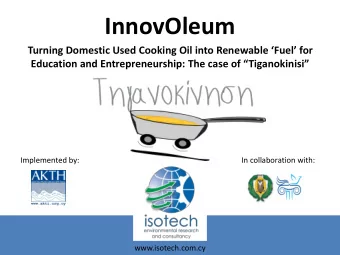InnovOleum  Turning Domestic Used Cooking Oil into Renewable Fuel for Education and
