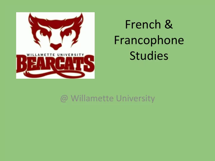 french francophone studies