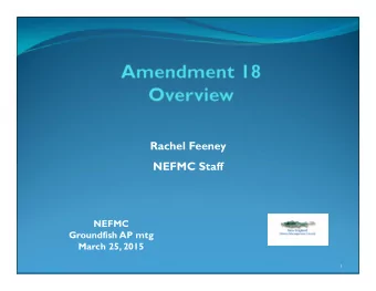Rachel Feeney  NEFMC Staff  NEFMC  Groundfish AP mtg  March 25, 2015  1  Presentation outline