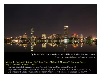 Quinone electrochemistry in acidic and alkaline solutions  &amp; its application in large scale