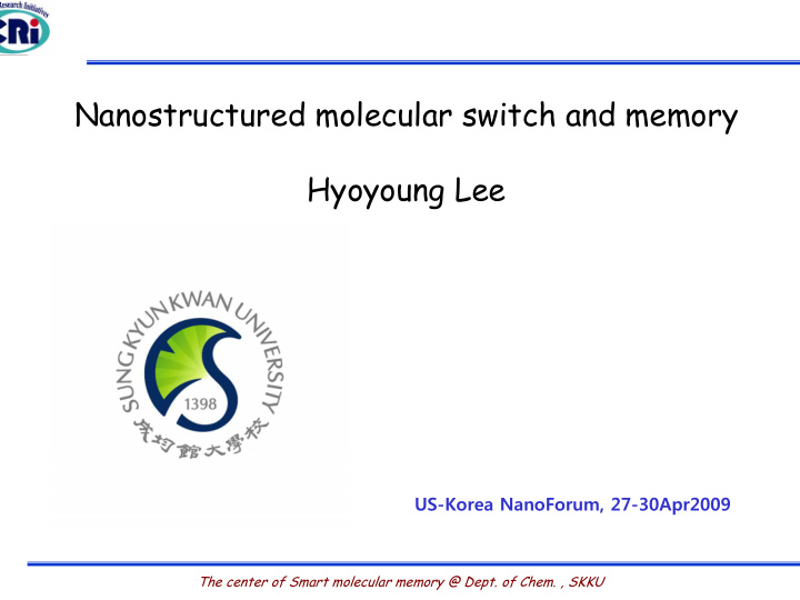 nanostructured molecular switch and memory hyoyoung lee