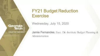 FY21 Budget Reduction  FY21 Budget  Reduction  Exercise  Exercise  Wednesday, July 15, 2020  Jamie