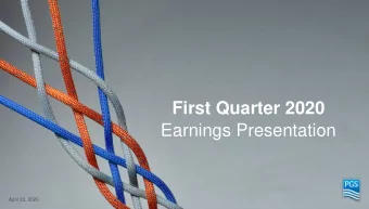 First Quarter 2020  Earnings Presentation  April 23, 2020  Cautionary Statement  This