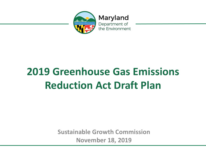 2019 greenhouse gas emissions reduction act draft plan