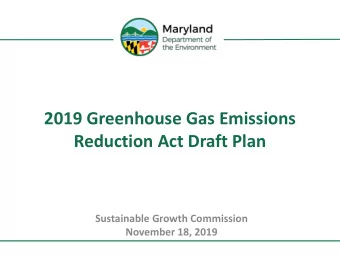 2019 Greenhouse Gas Emissions  Reduction Act Draft Plan  Sustainable Growth Commission  November