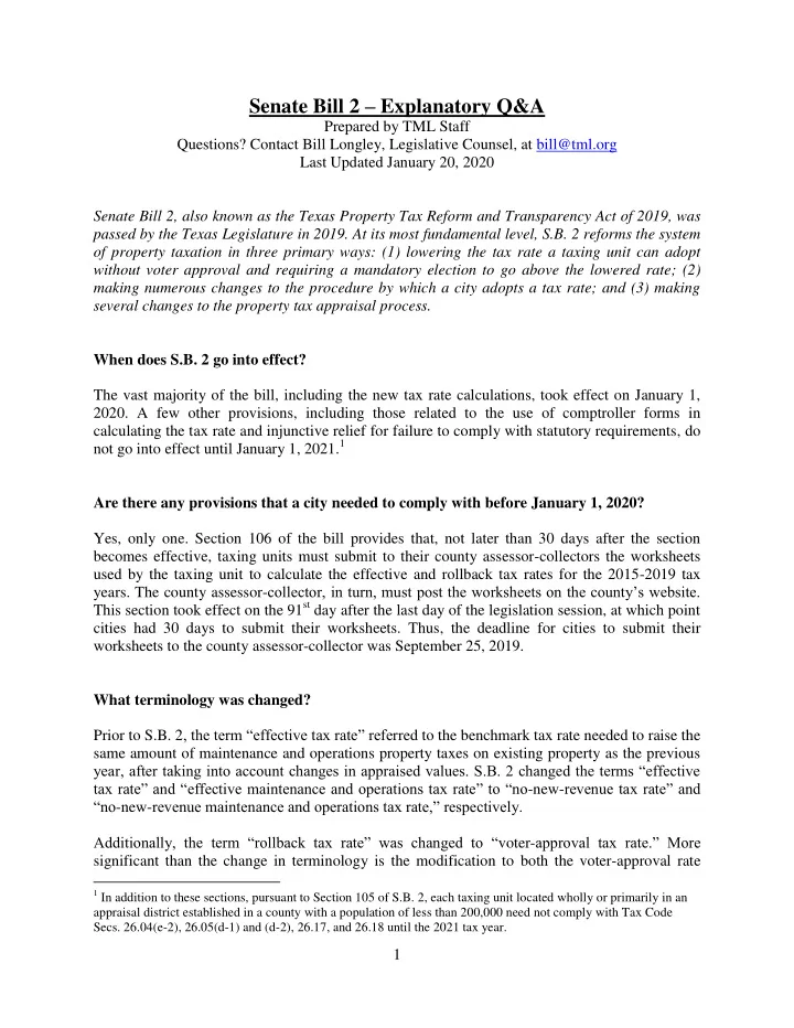 senate bill 2 explanatory q a