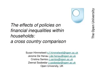 The effects of policies on  financial inequalities within  households:  a cross country comparison