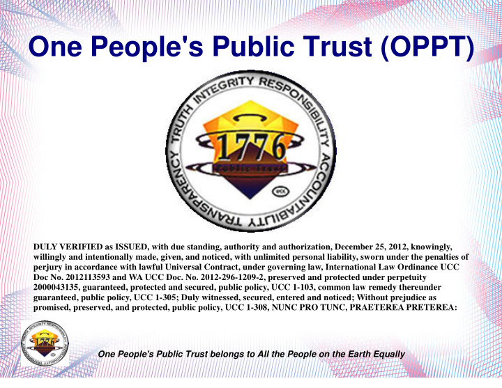 one people s public trust oppt