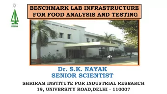 SENIOR SCIENTIST  SHRIRAM INSTITUTE FOR INDUSTRIAL RESEARCH  19, UNIVERSITY ROAD,DELHI - 110007
