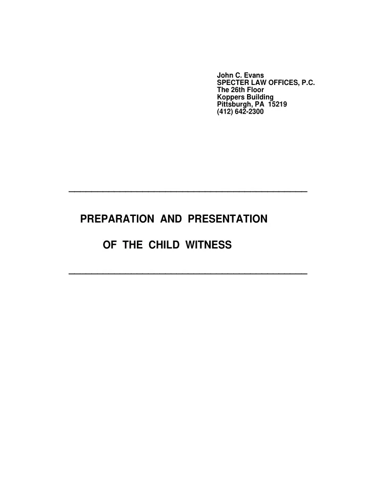preparation and presentation of the child witness