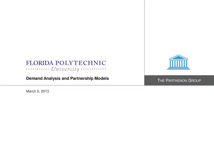 demand analysis and partnership models