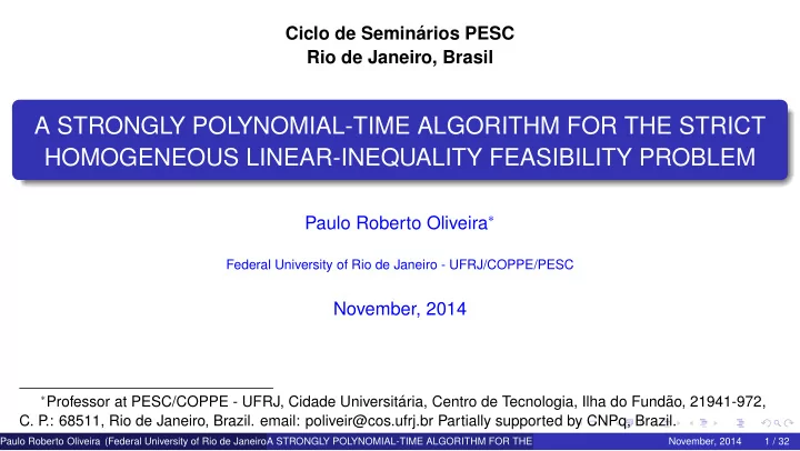 a strongly polynomial time algorithm for the strict