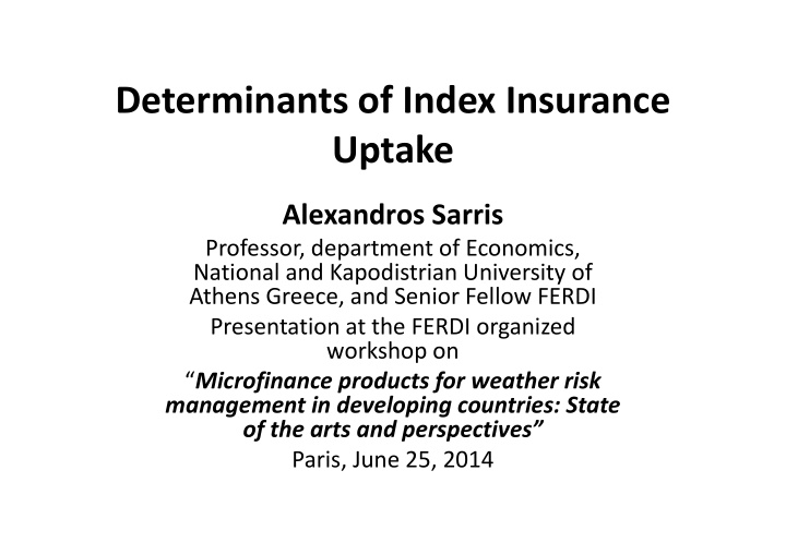 determinants of index insurance uptake