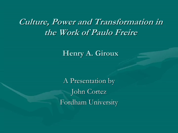 culture power and transformation in culture power and