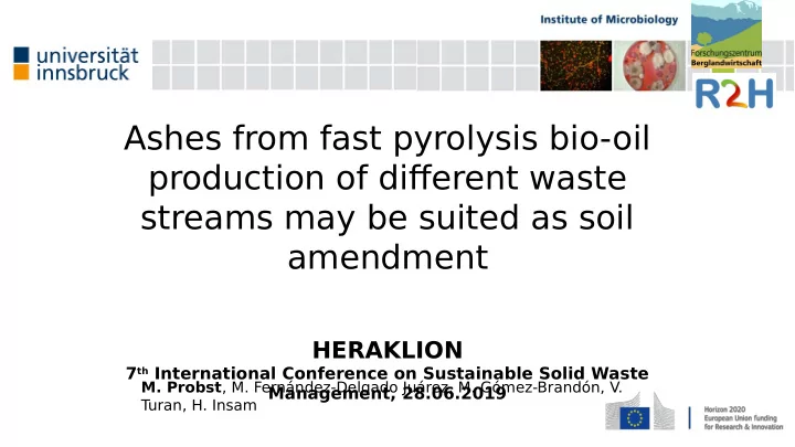 ashes from fast pyrolysis bio oil production of difgerent