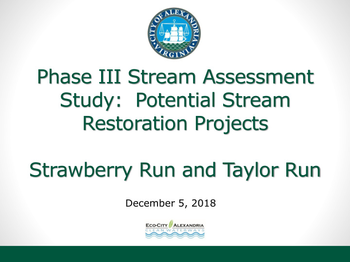 phase iii stream assessment