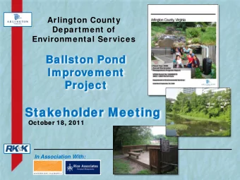 Stakeholder  eholder M  Meeting  ng  Oct  ctober 18,  18, 2011  2011  In Association With:  Pr