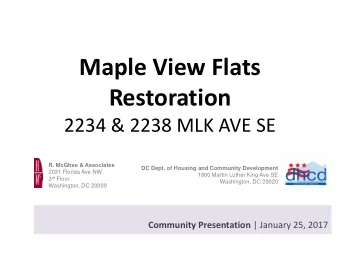 Maple View Flats  Restoration  2234 &amp; 2238 MLK AVE SE  R. McGhee &amp; Associates  DC Dept. of
